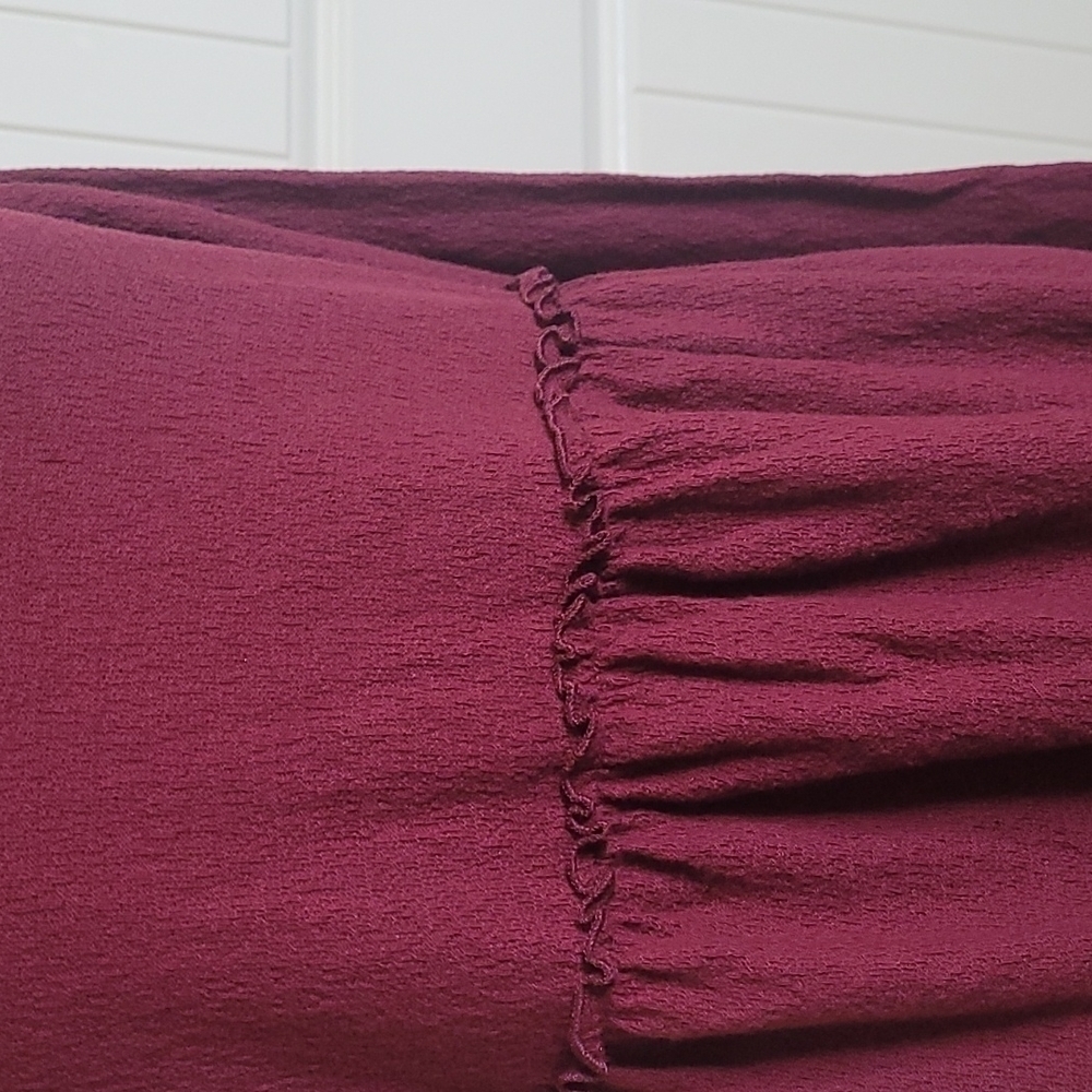 Isabel Maternity by Ingrid & Isabel Dark Red long sleeve baby doll top - Picture 2 of 5
